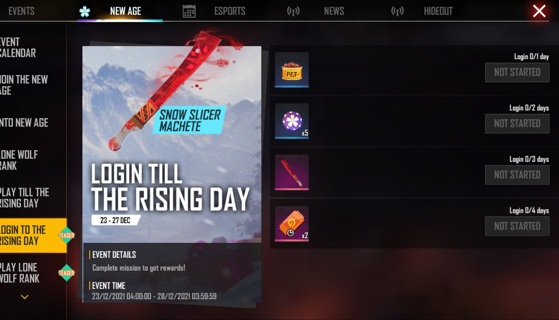 Login to the Rising Day (Image via Free Fire)