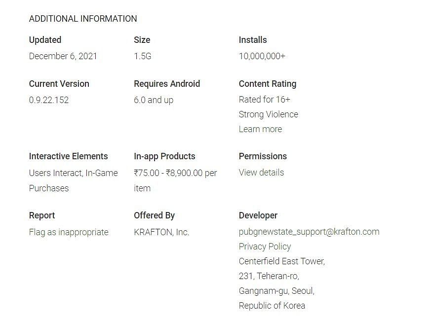 New State&#039;s system requirements (Image via Google Play Store)