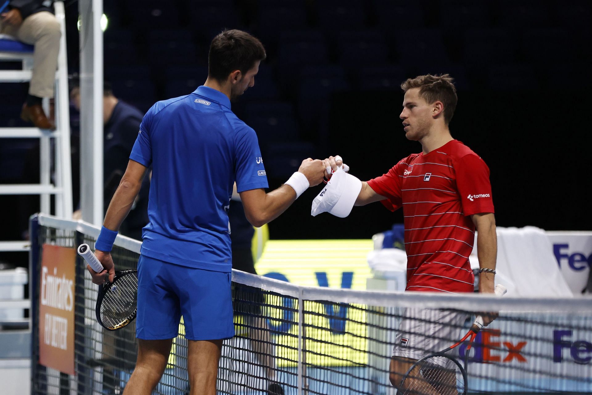 Novak Djokovic and Diego Schwartzman at the ATP Finals