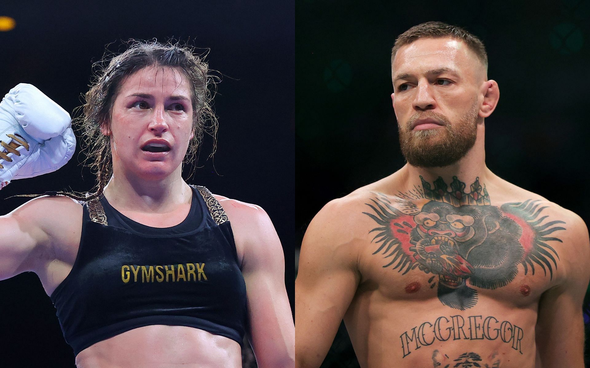 Superstar Irish combat sports duo of boxer Katie Taylor (left) and mixed martial artist Conor McGregor (right)