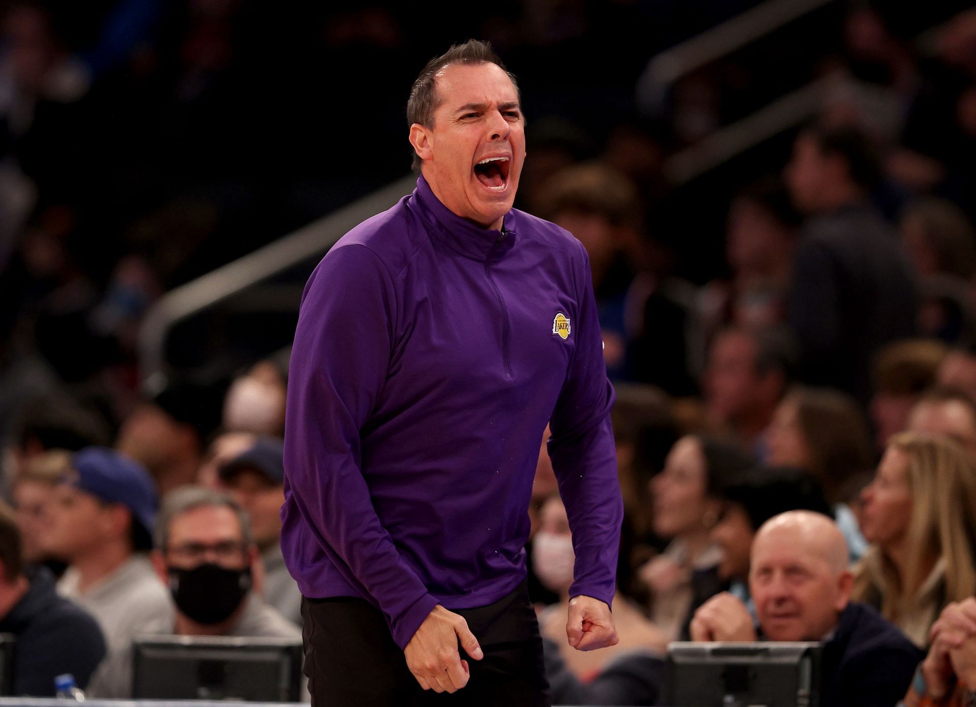 Frank Vogel, LA Lakers head coach, in a game against the Knicks