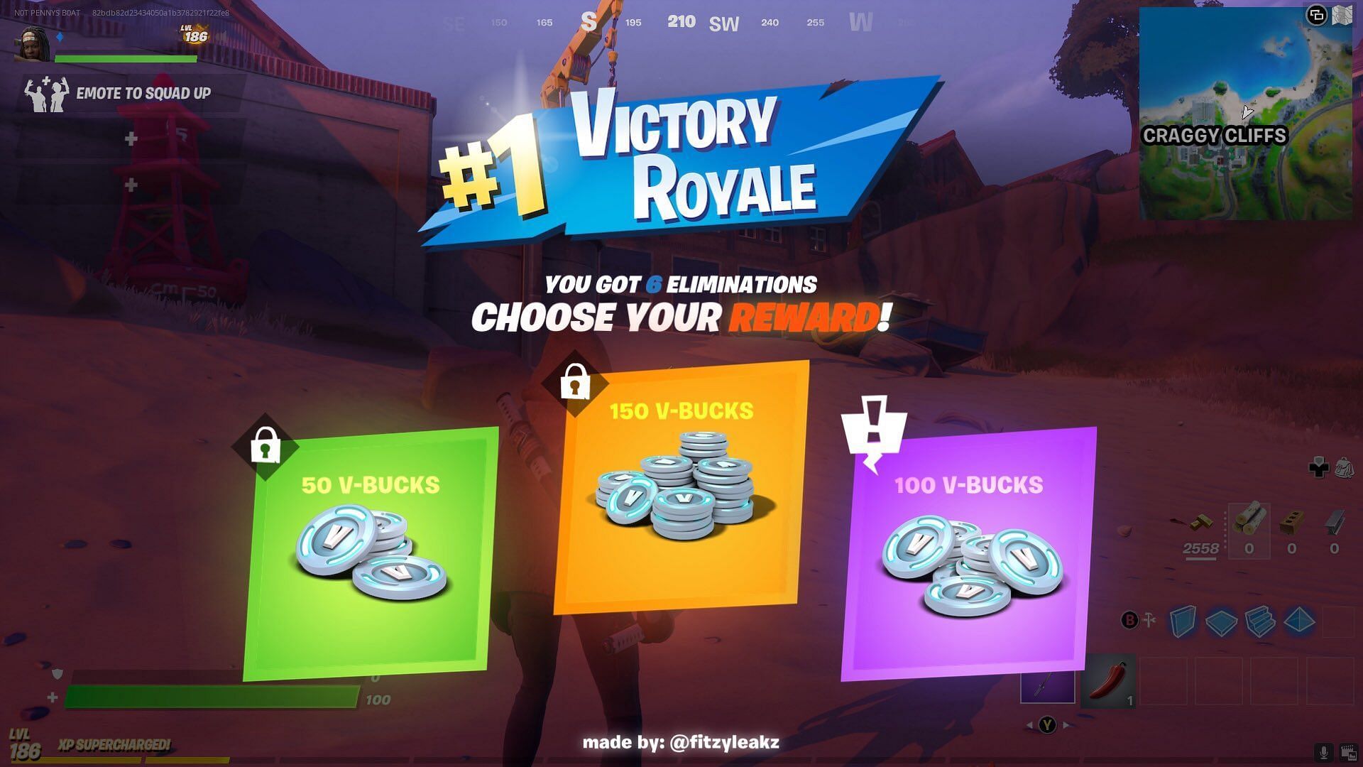 A concept showing how free V-Bucks in Fortnite can be possible (Image via Fitzy Leakz Twitter)