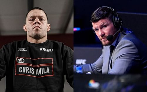 Nate Diaz (L) and Michael Bisping (R) via Instagram @natediaz209 and @mikebisping