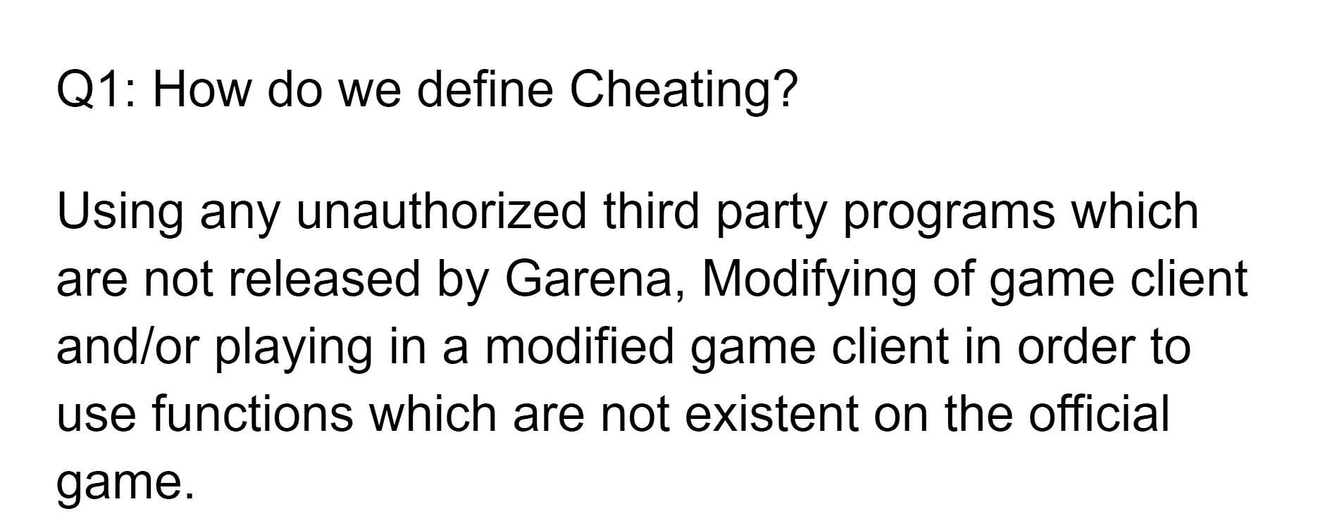 Modified game clients are also classified under cheating (Image via Free Fire)