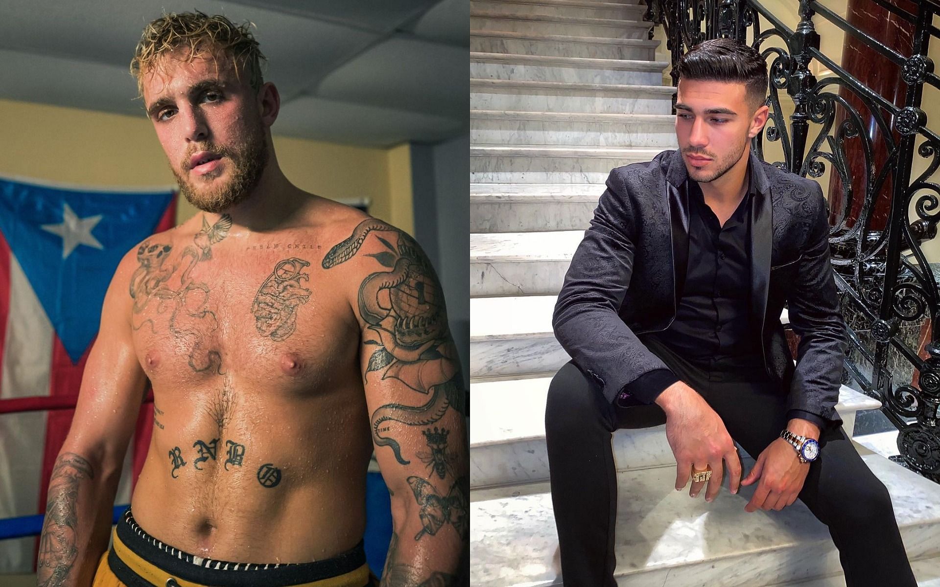 Jake Paul (left) Tommy Fury (right) [Images Courtesy: @tommyfury @jakepaul on Instagram]