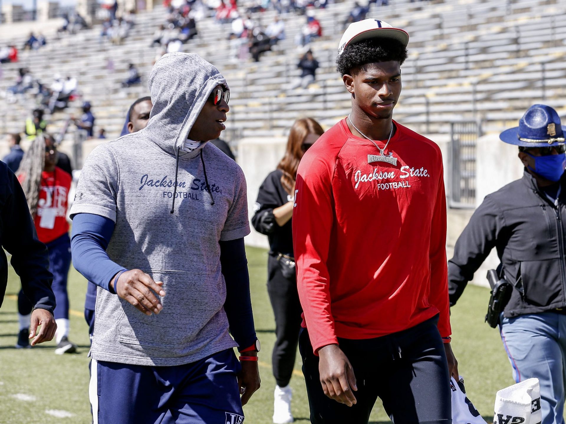 Shedeur Sanders and his father, Deion Sanders