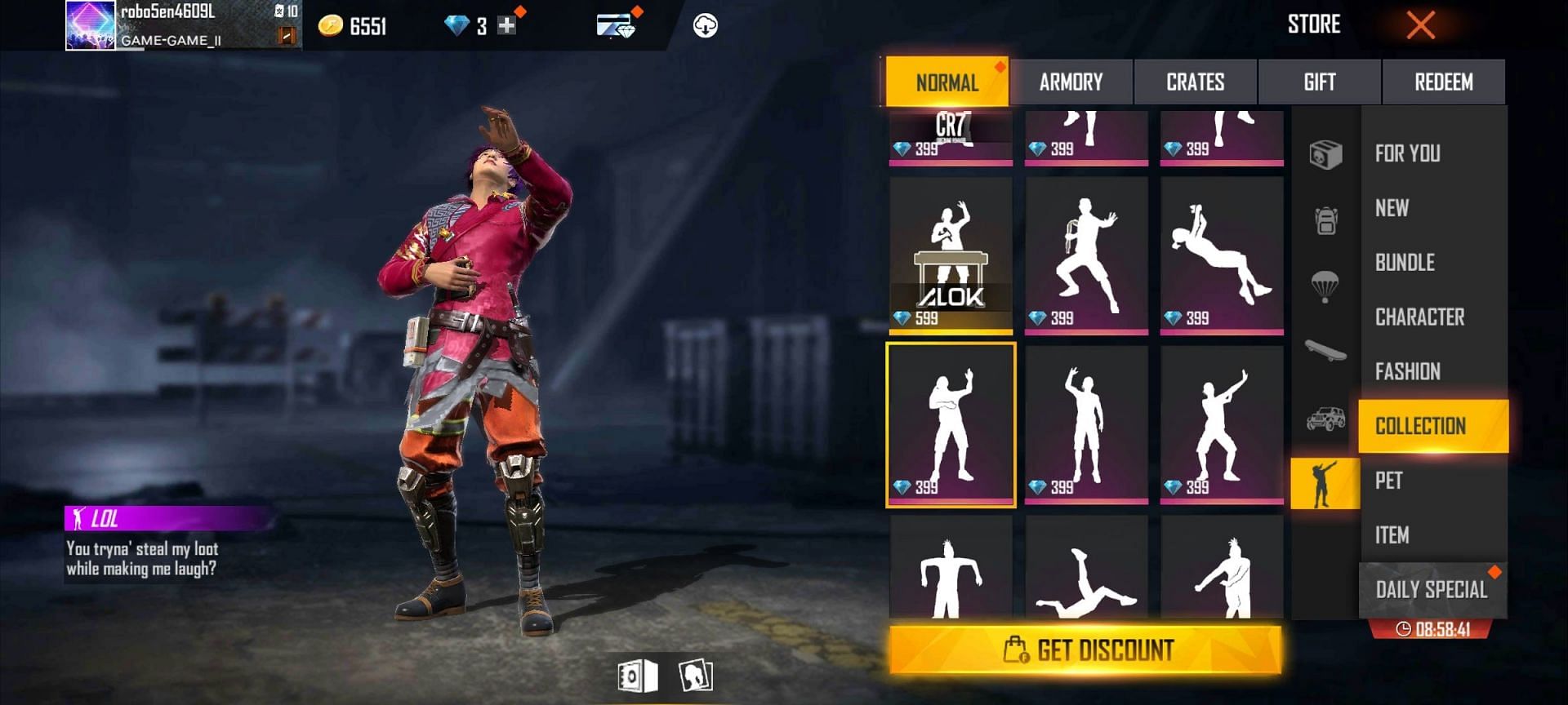 The LOL emote is among the items available in the store (Image via Garena Free Fire)