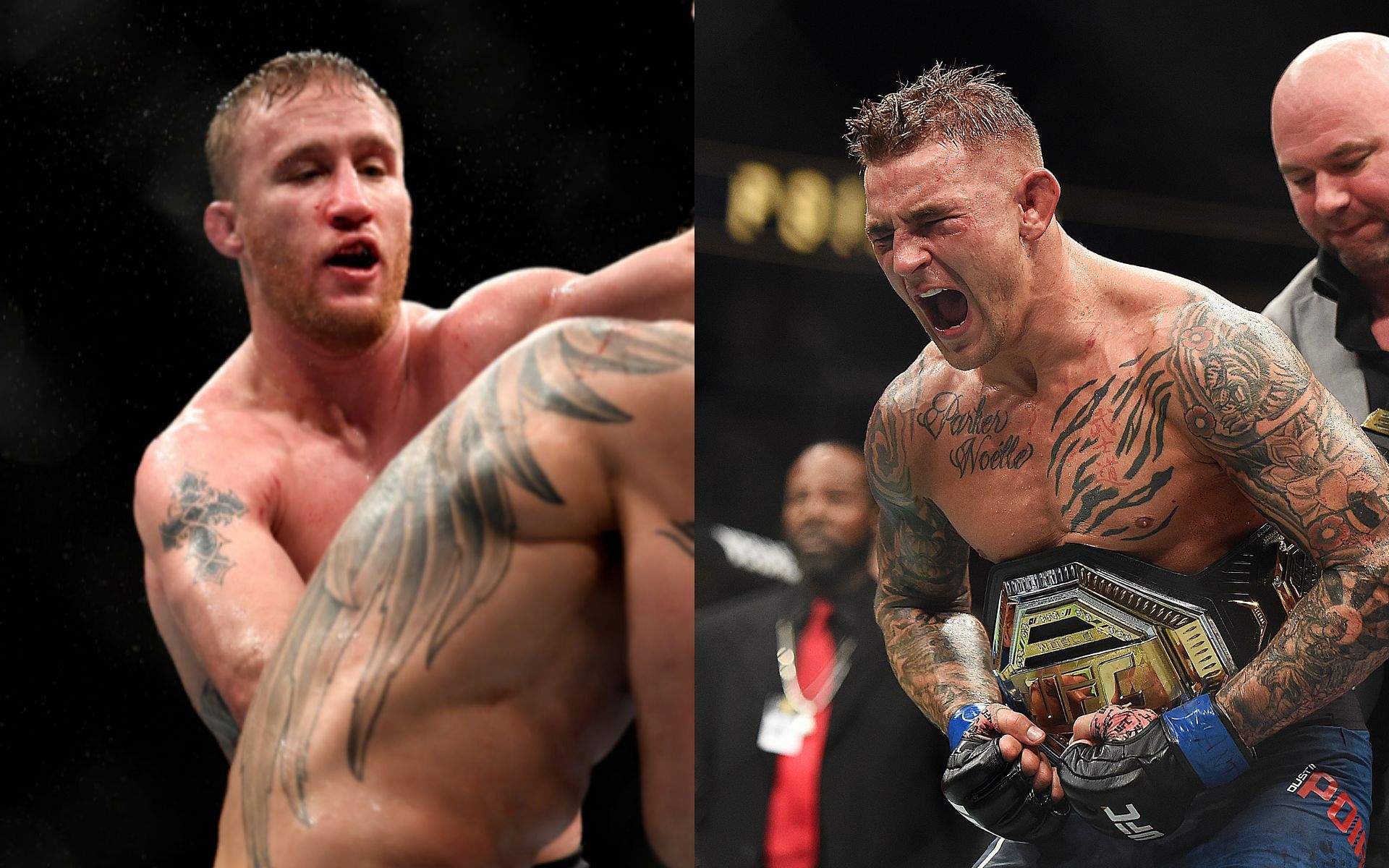 Top two UFC lightweight contenders Dustin Poirier (right) and Justin Gaethje (left)