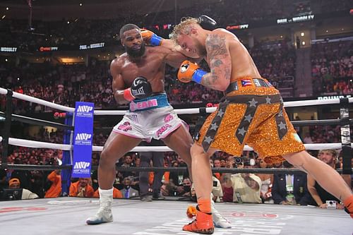 Jake Paul and Tyron Woodley boxing