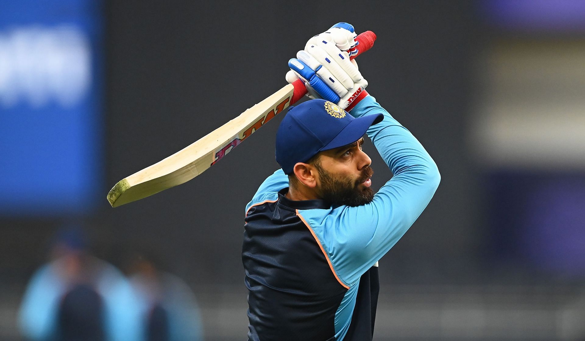 Virat Kohli warming up during the 2021 T20 World Cup. Pic: Getty Images