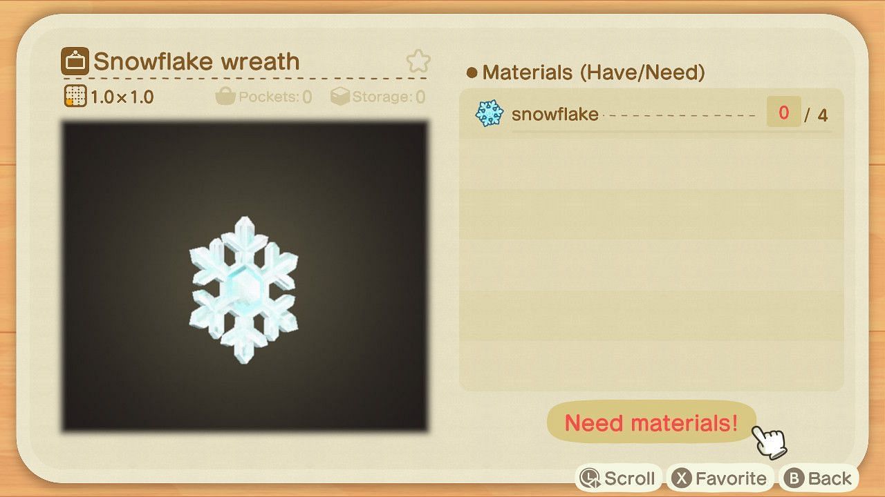 The snowflake wreath requires snowflakes to craft (Image via Nintendo)