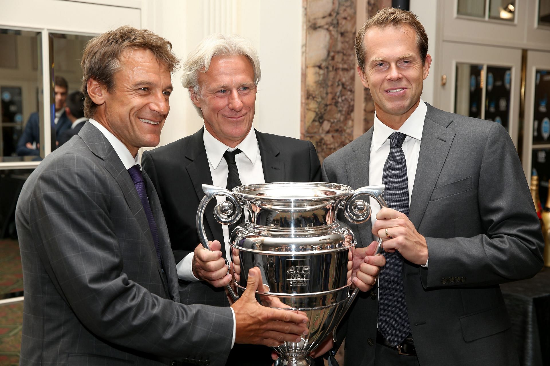 Mats Wilander, Bjorn Borg and Stefan Edberg during the ATP Heritage Celebration in 2013