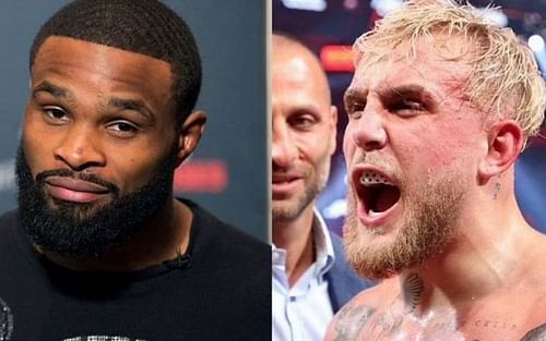 Tyron Woodley (left) and Jake Paul (right)