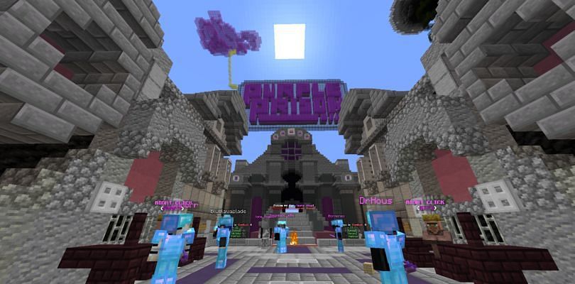 Purple Prison is a high-quality server and a great alternative to the Hive (Image via Minecraft)