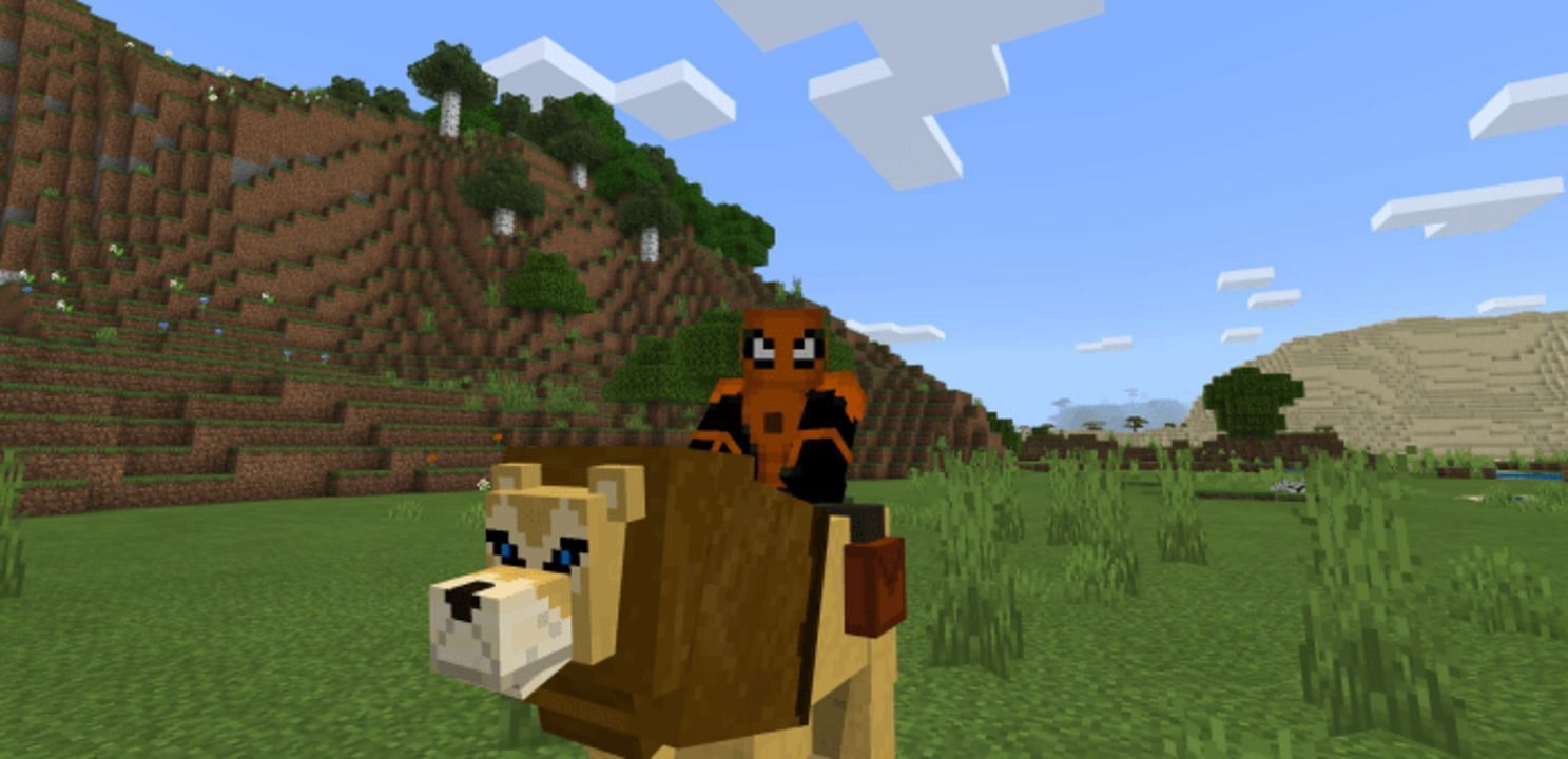 Riding a lion? It&#039;s possible thanks to World Animals (Image via Mojang)