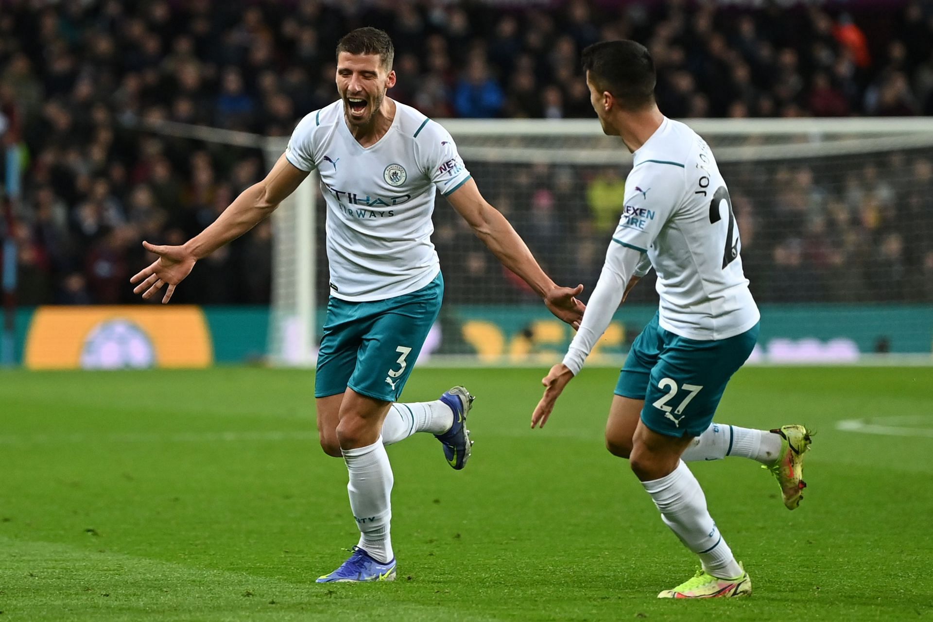 Ruben Dias (left) scored a stunning goal to give Manchester City a vital win.