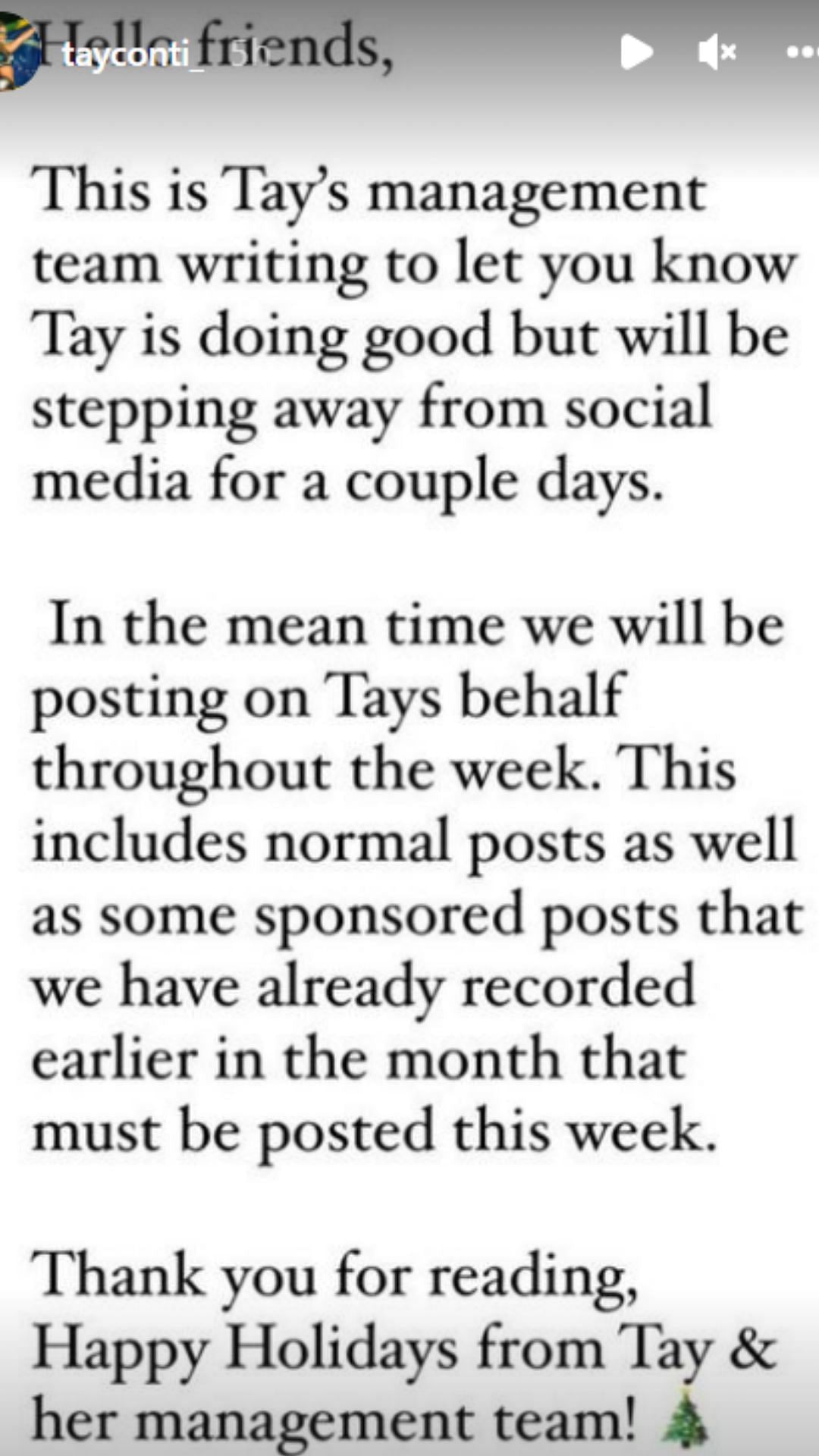 Statement from Tay Conti&#039;s team