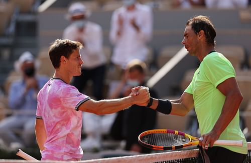 Diego Schwartzman with Rafael Nadal at the French Open 2021