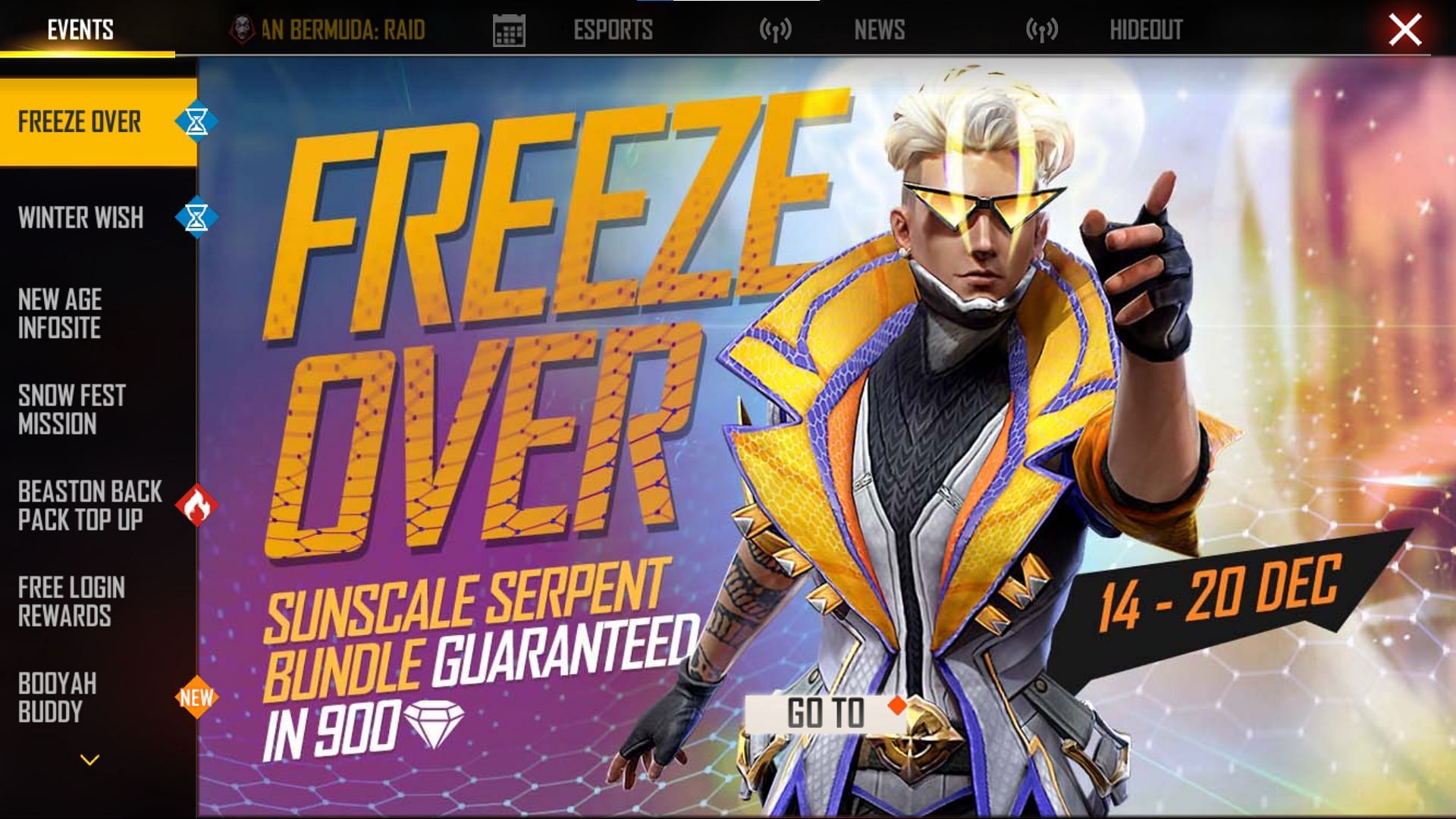 Select Snow Fest Mission (Image via Free Fire)