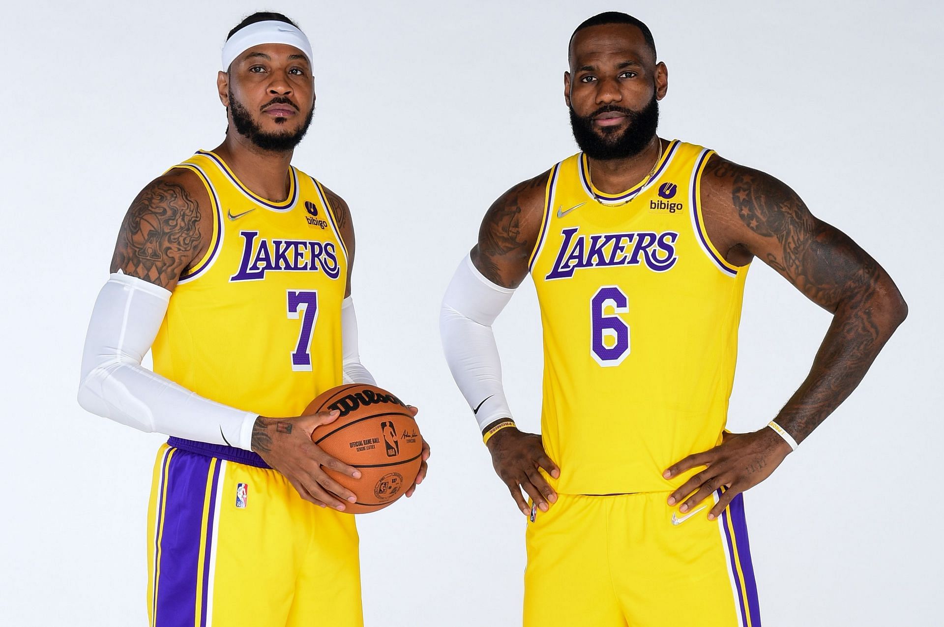Carmelo Anthony and LeBron James of the LA Lakers. 