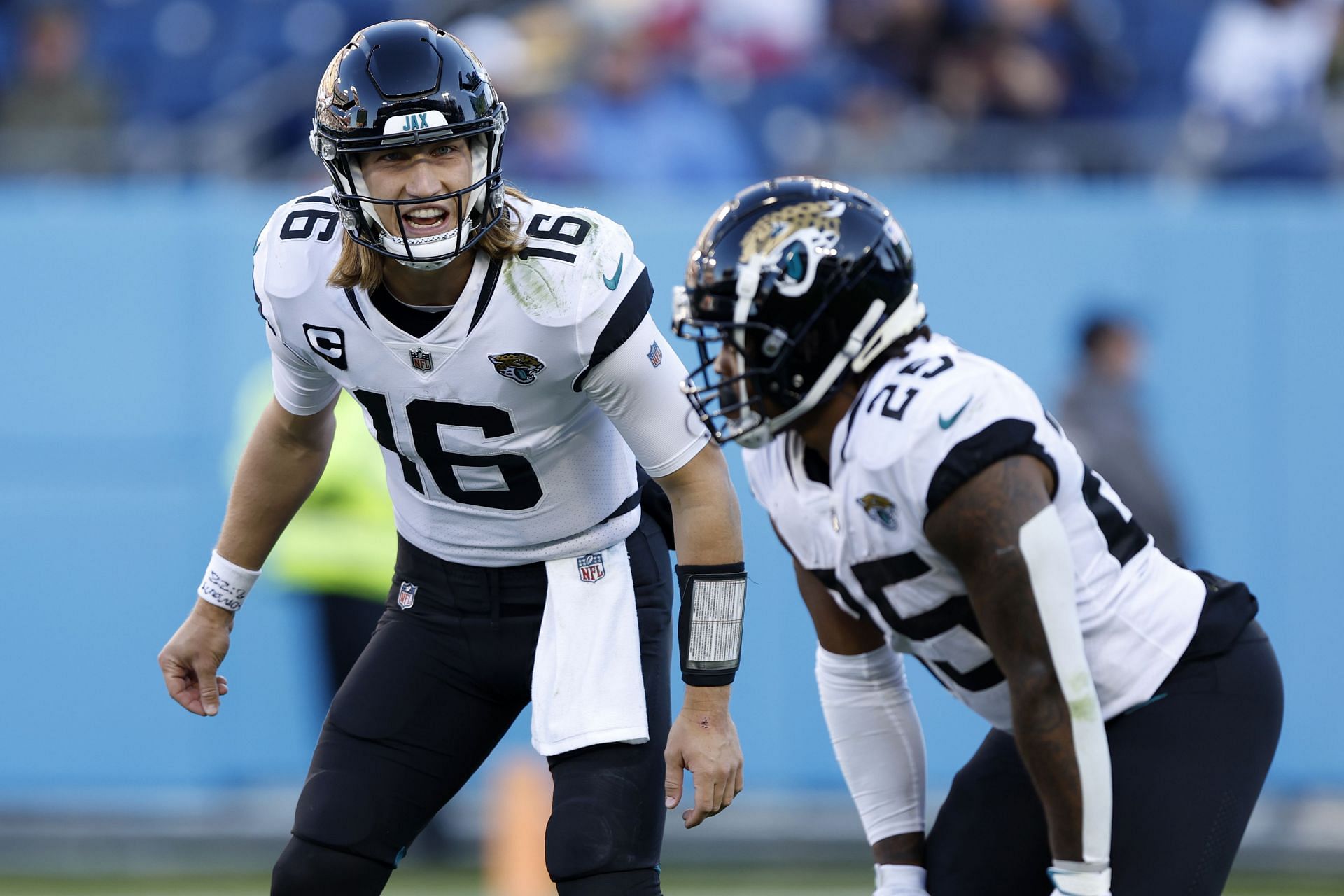 Jacksonville Jaguars quarterback Trevor Lawrence and runningback James Robinson