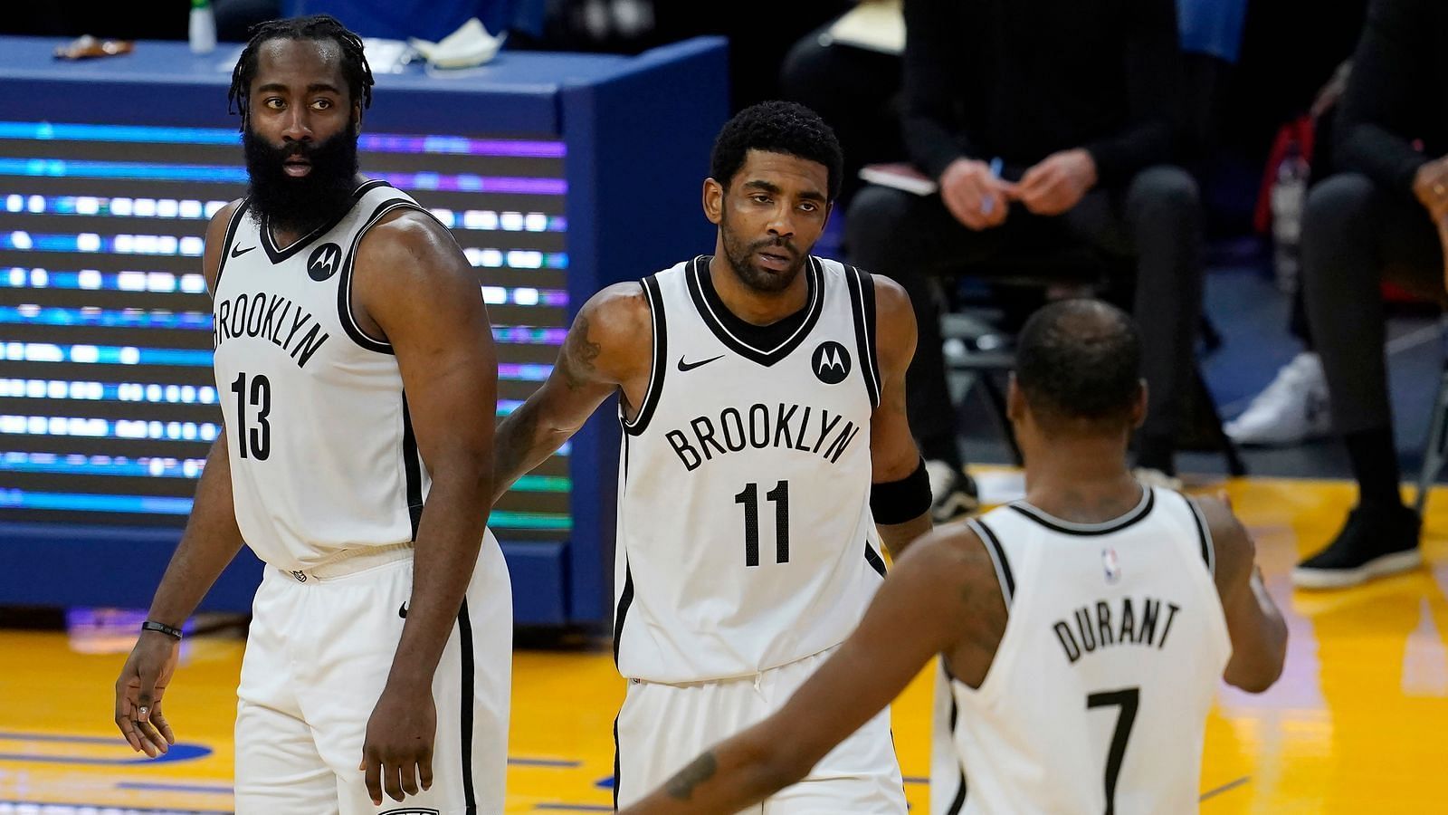 The Brooklyn Nets will need the best versions of James Harden and Kyrie Irving to help Kevin Durant carry the Brooklyn Nets to the title. [Photo: Sky Sports]