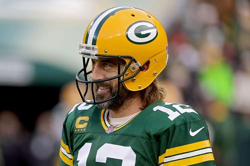 Cleveland Browns v Green Bay Packers - Aaron Rodgers #12 looks on before the game at Lambeau Field