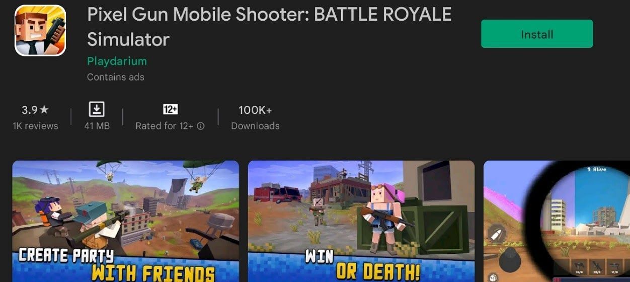 Pixel Gun Mobile Shooter: BATTLE ROYALE Simulator (Image via Google Play Store)