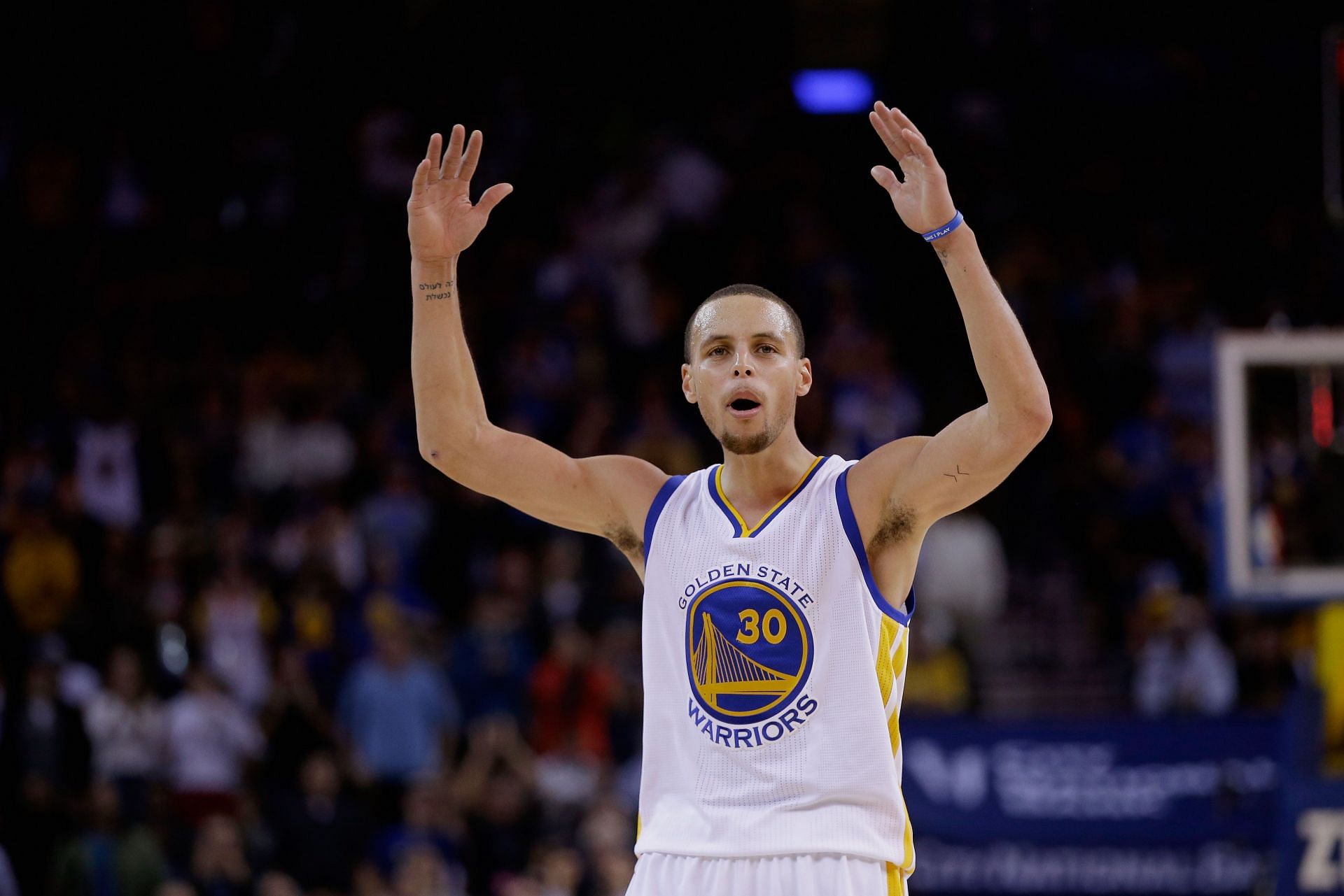 Stephen Curry #30 of the Golden State Warriors in 2014.