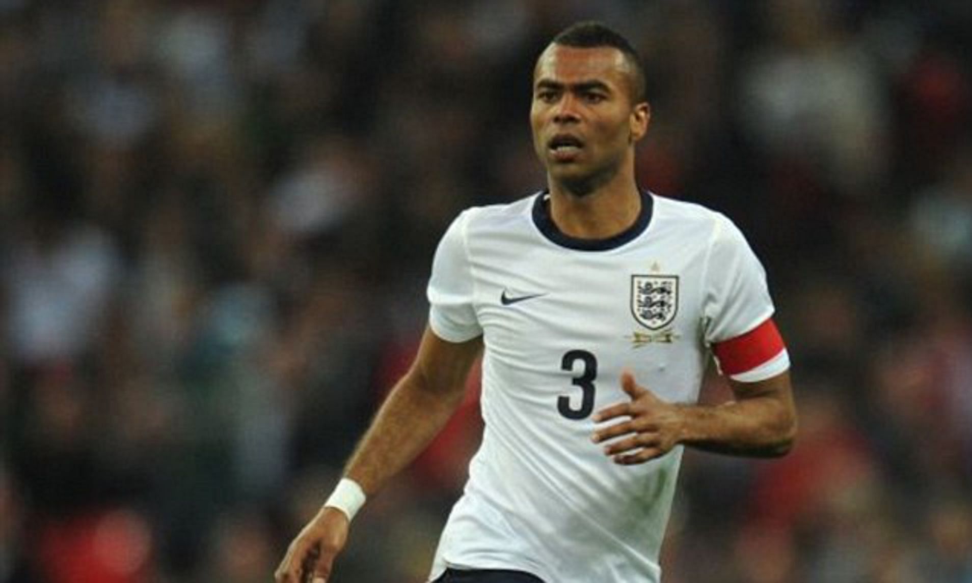 Former England international Ashley Cole in action for The Three Lions