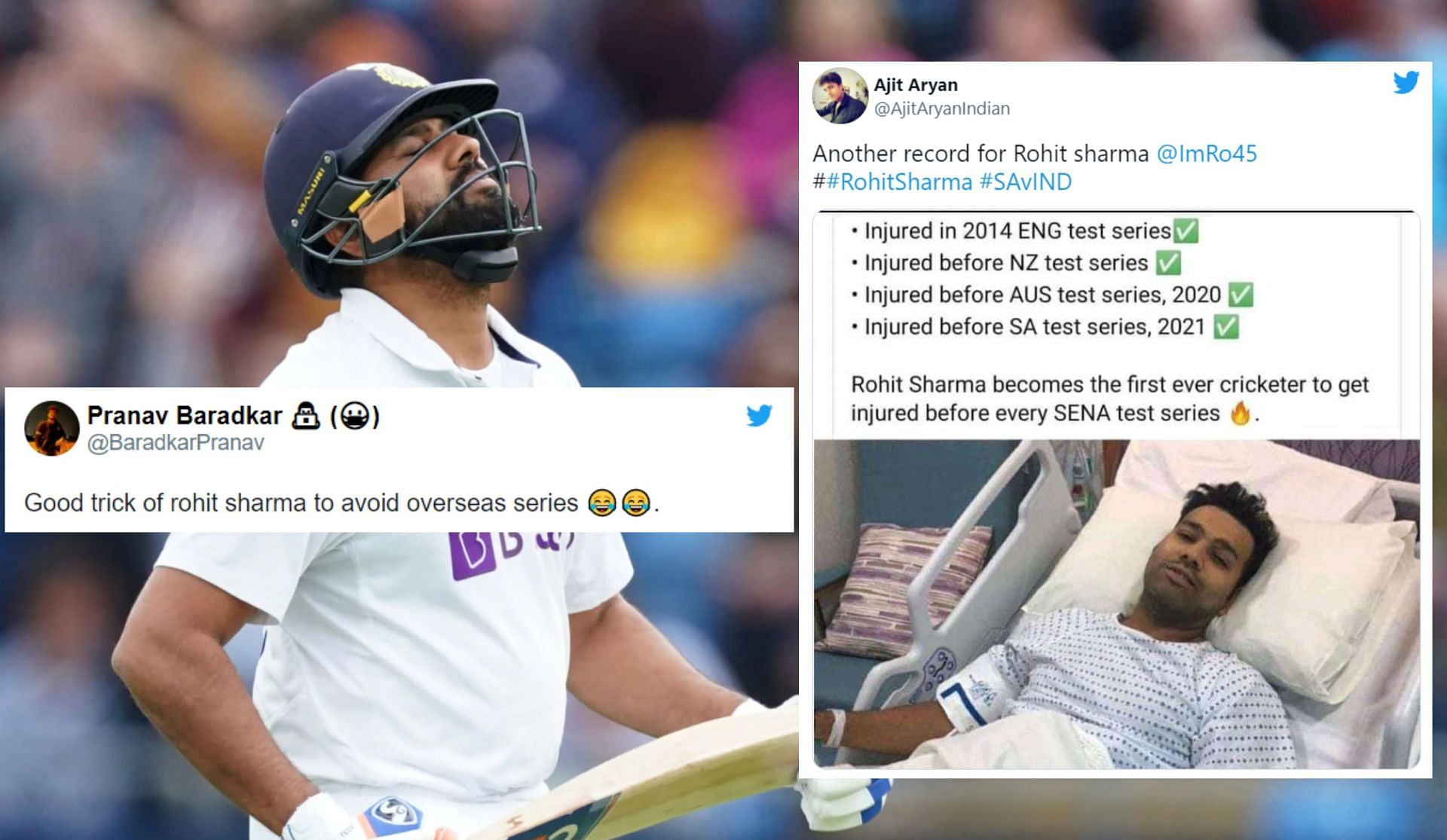 Fans react after Rohit misses the South Africa Tests due to a hamstring injury