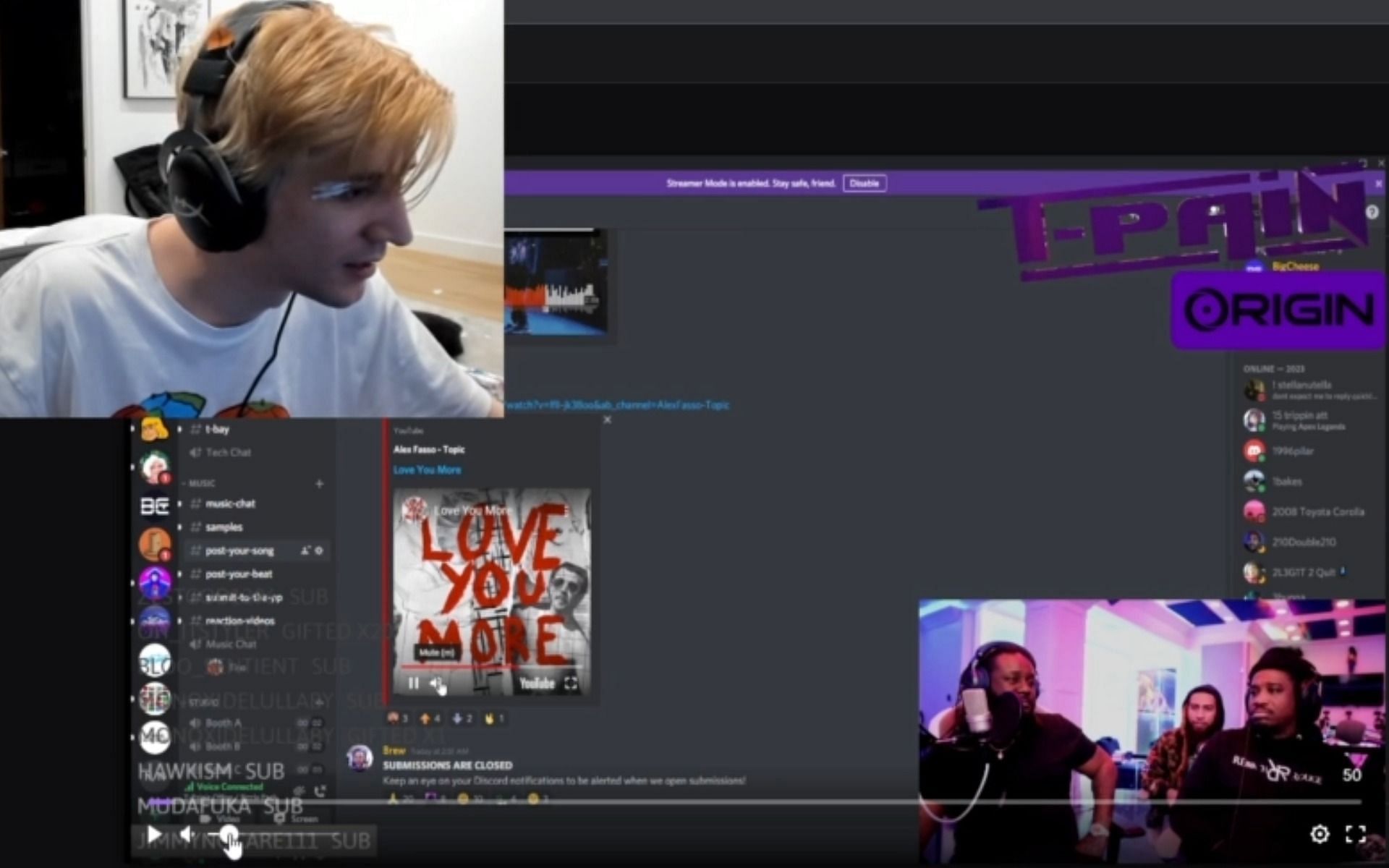 xQc angrily asks T-Pain to change his stream set-up (Image via Twitch/xQc)