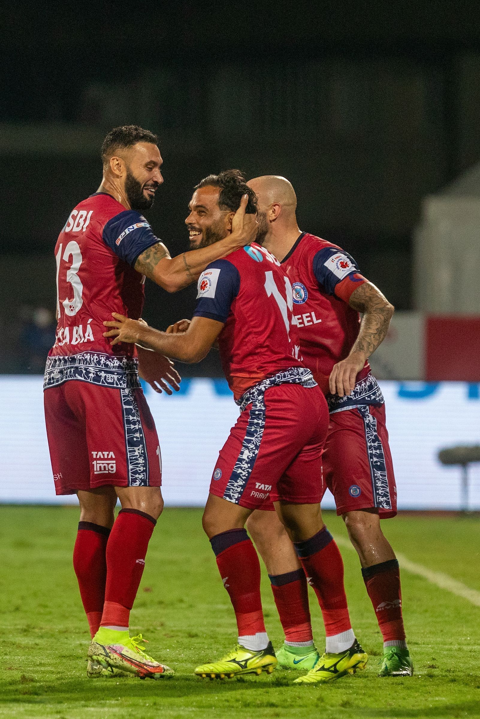 Jamshedpur FC&#039;s Alexandre Lima celebrating goal against ATK Mohun Bagan (Image Courtesy: ISL)