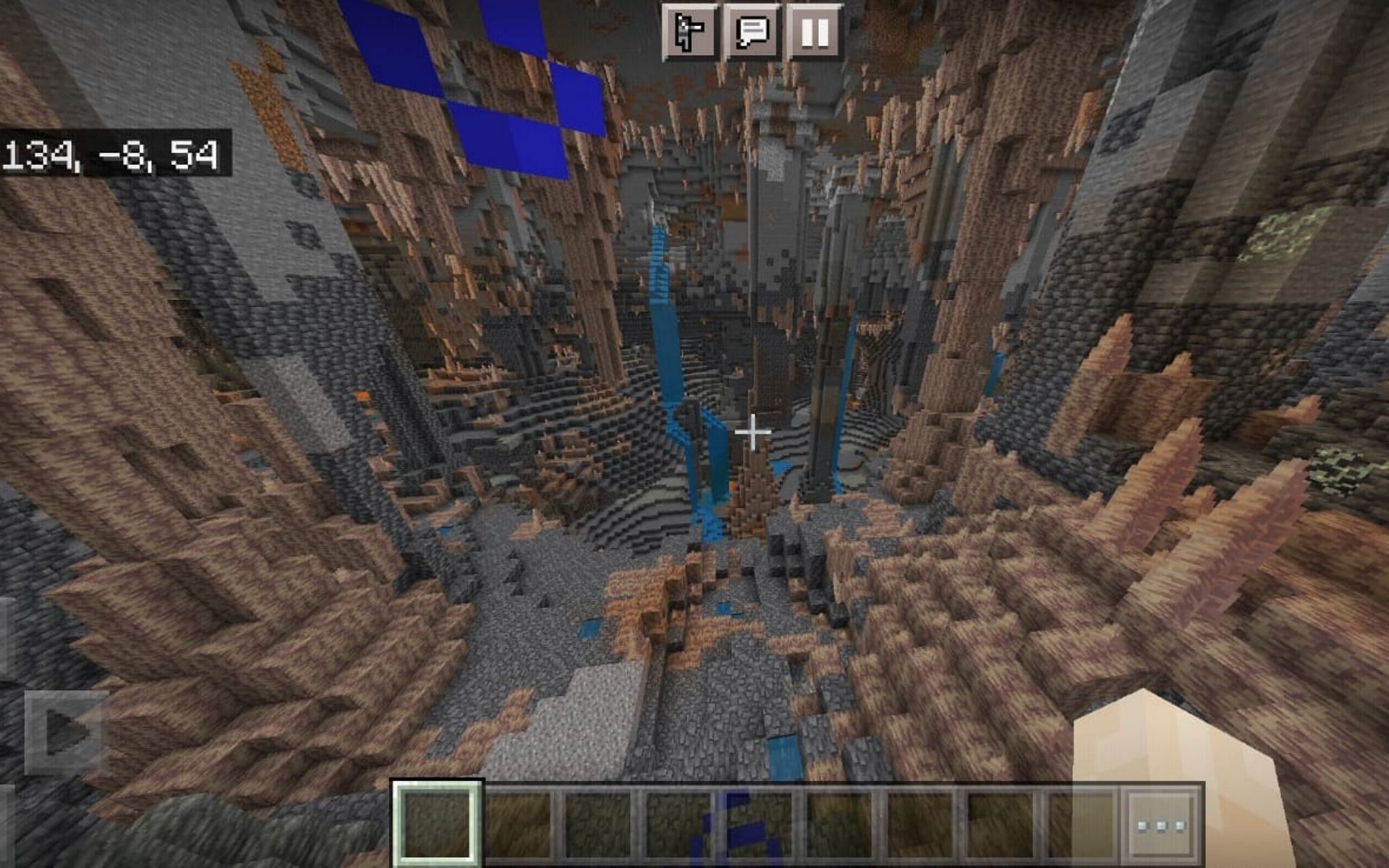 Massive Dripstone Cave near spawn (Image via Minecraft)