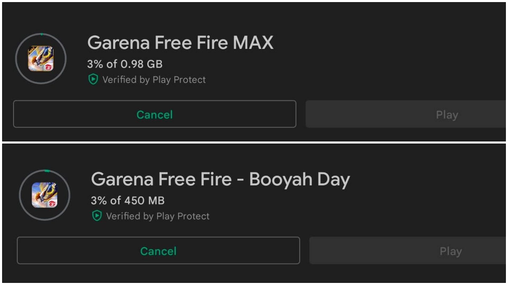 The download size for both games (Image via Google Play)
