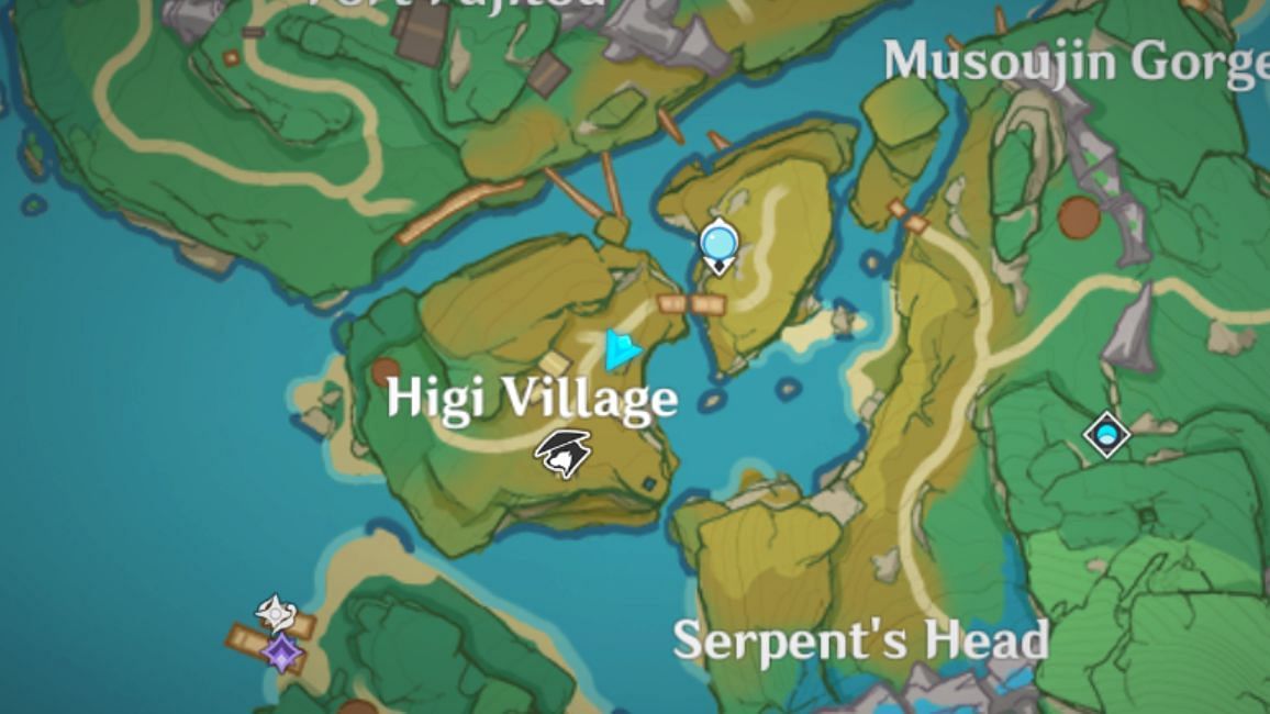 Torn page location in Higi Village (Image via Genshin Impact)