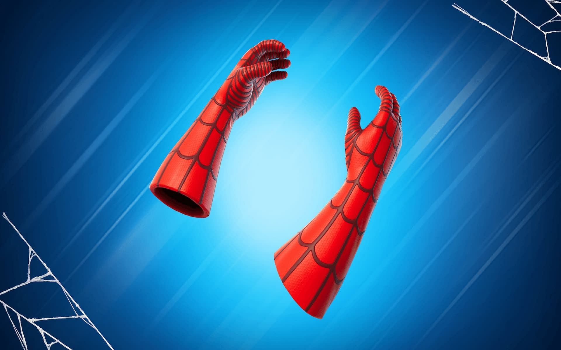 The Mythic Spider-Man web shooter item in Fortnite. (Image via Epic Games)