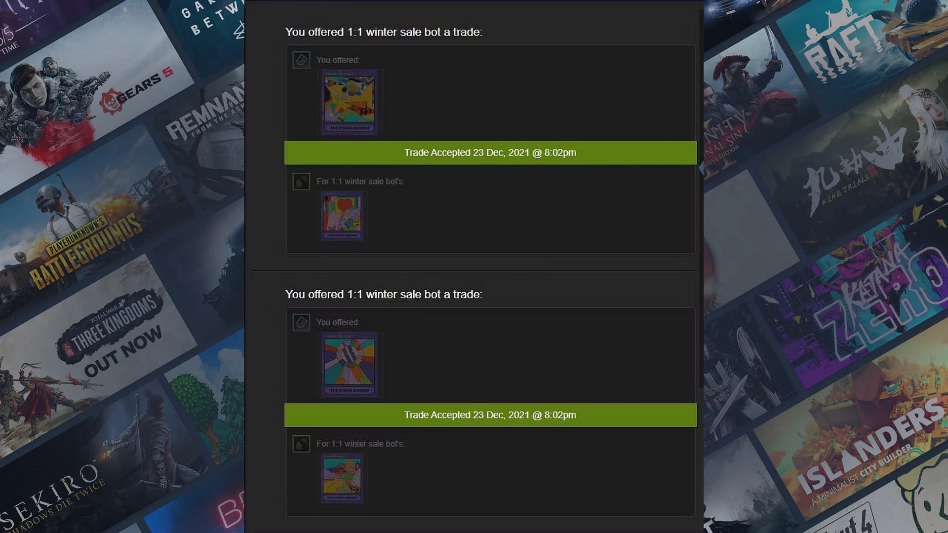 Trading with friends (Image screen captured on Steam)
