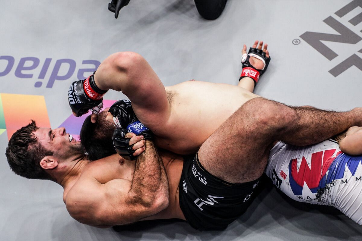 Marcus Almeida (left) submits Kang Ji Won (right). [Photo: ONE Championship]