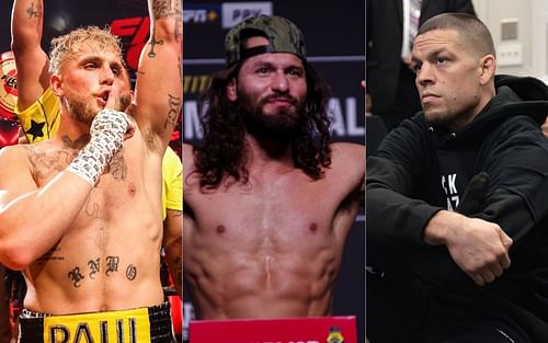 Jake Paul (left), Jorge Masvidal (middle) and Nate Diaz (right)