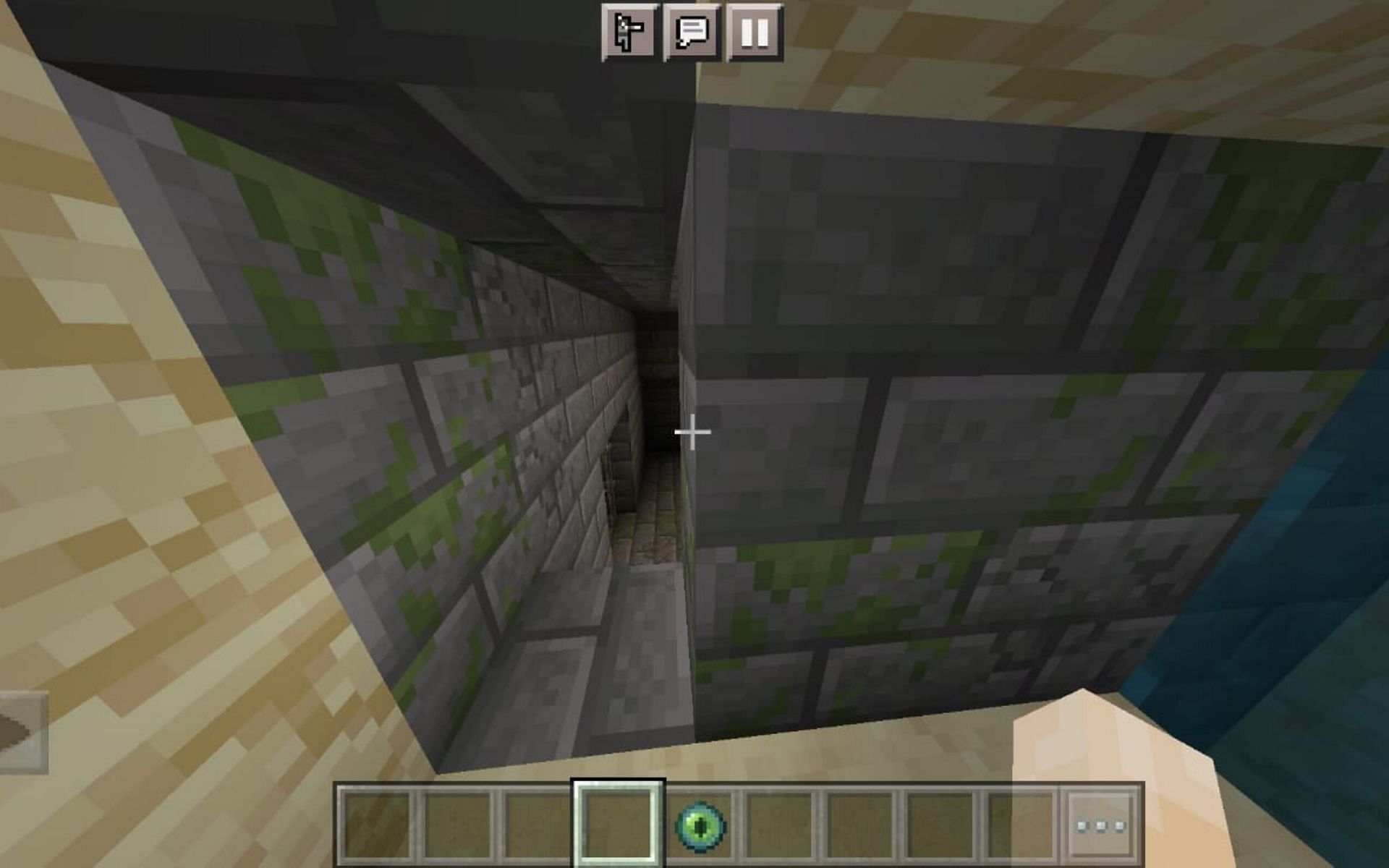 Stone bricks and mossy stone bricks are indicators of a Stronghold being present (Image via Minecraft)
