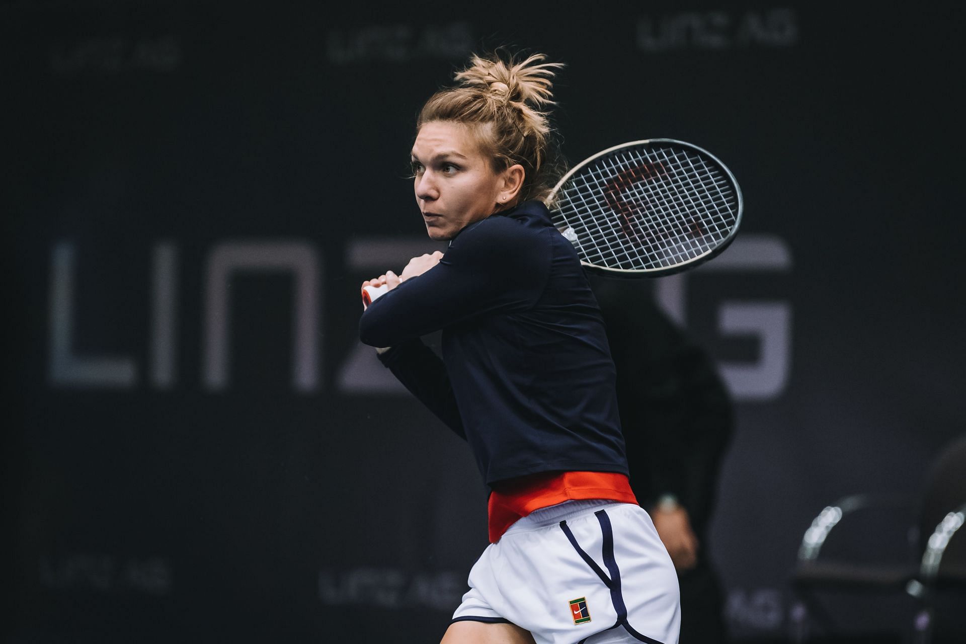 Simona Halep in action at the WTA Upper Austria Ladies Linz