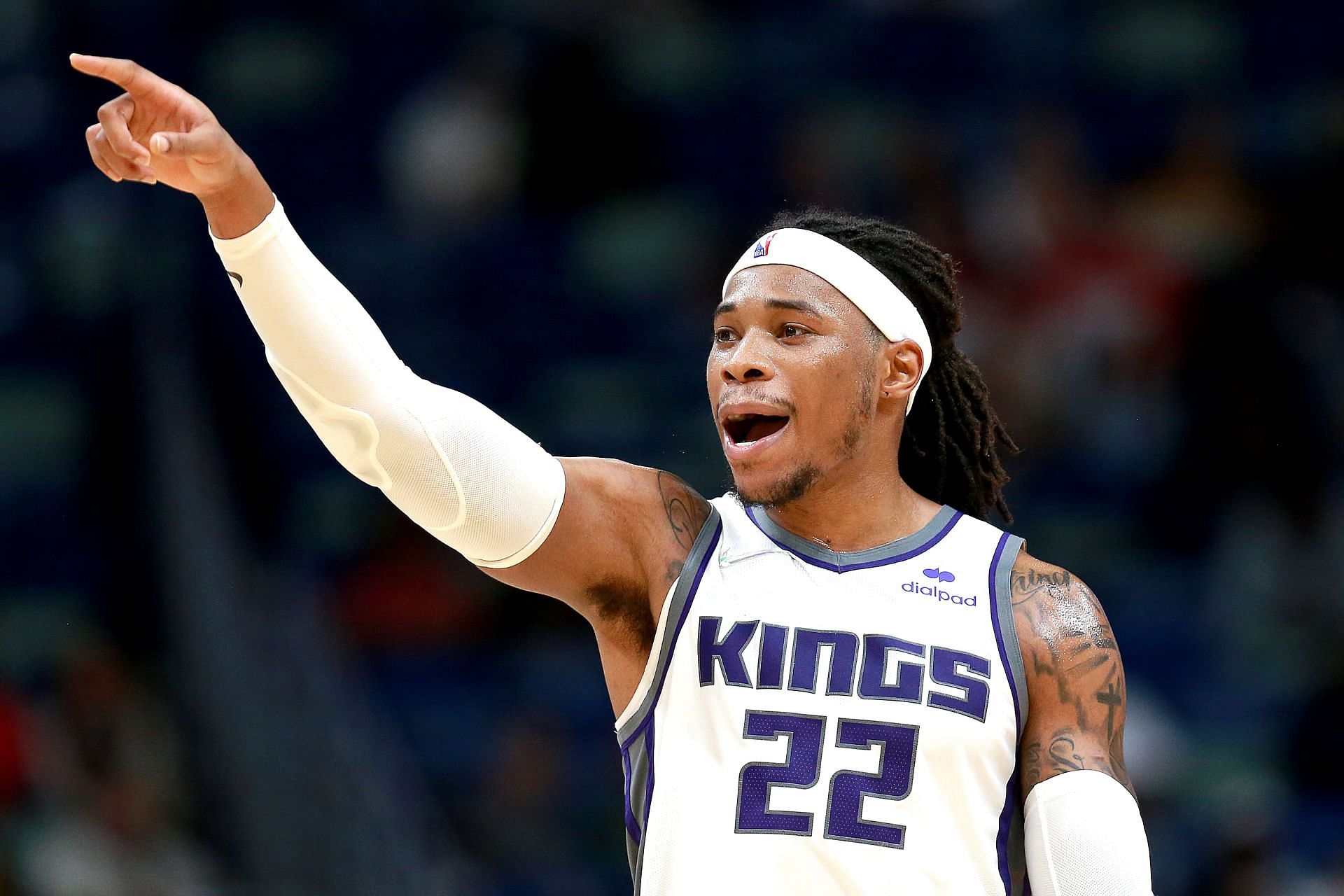 Richaun Holmes reacts to a play in the Sacramento Kings vs New Orleans Pelicans game.