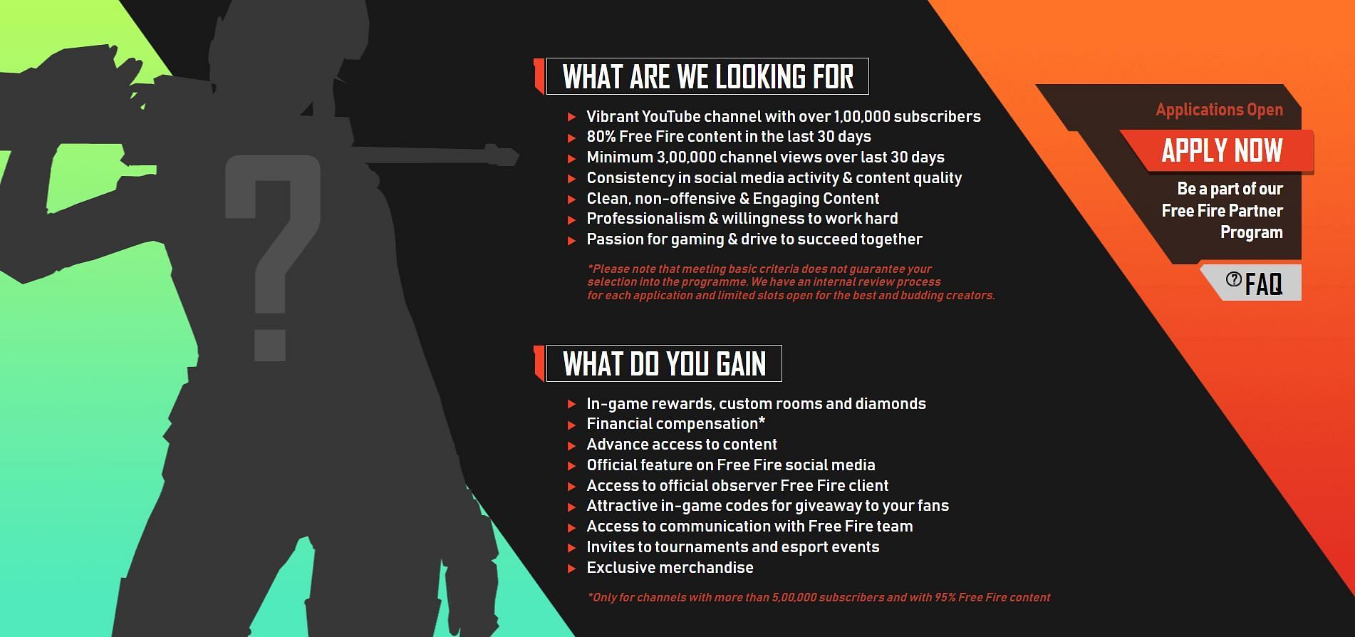 Requirements and perks of joining the Partner Program (Image via Free Fire)