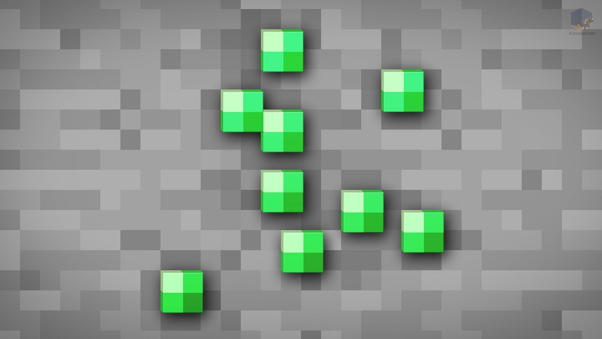 Emerald ore in Minecraft (Image via WallapaperAccess/Minecraft)