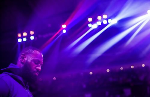 LeBron James before a game against the Houston Rockets