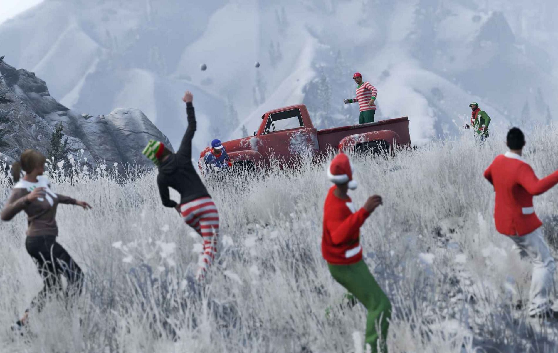 Players can now engage in snowball fights in GTA Online (Image via Rockstar Games)