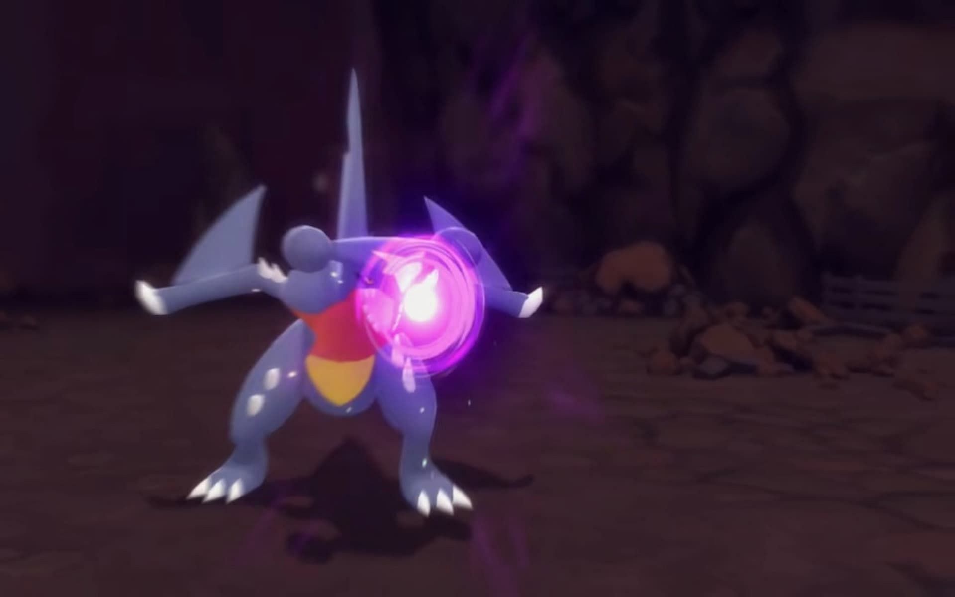 Garchomp readying an attack in Pokemon Brilliant Diamond and Shining Pearl (Image via Nintendo)