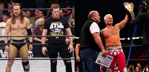 Adam Cole and Kyle O'Reilly (left); Arn Anderson and Cody Rhodes (right)