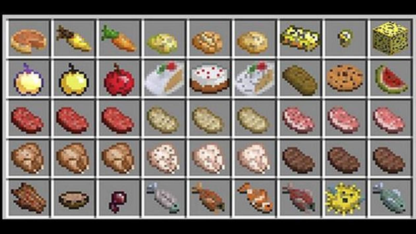 Different types of food items can be found in Minecraft (Image via Minecraft)